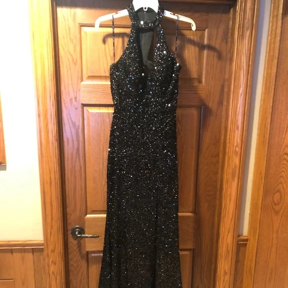sachin and babi light blue dress Sherri Hill Fully Beaded Long Prom Dress 57610